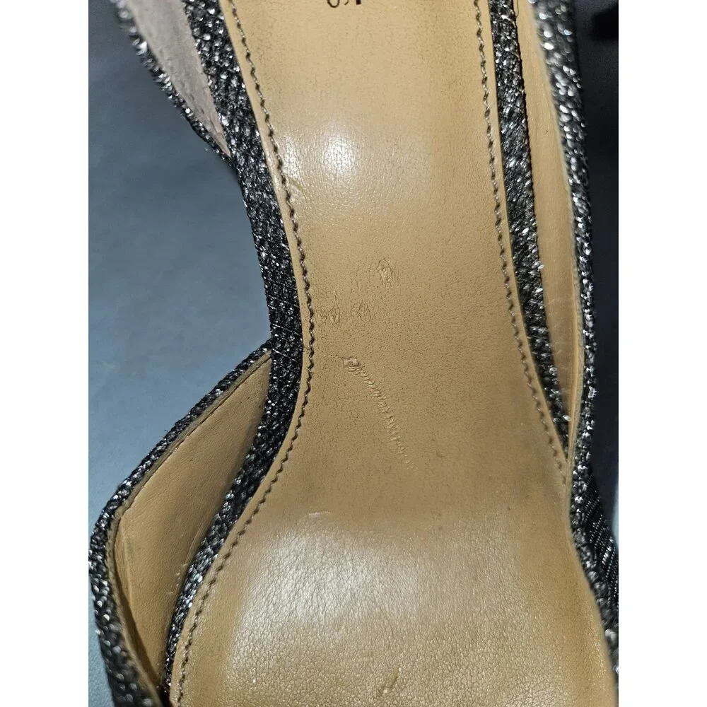 MICHAEL Michael Kors Glitter D'Orsay Pointed Toe Pumps Silver Black Heels 6M 36M